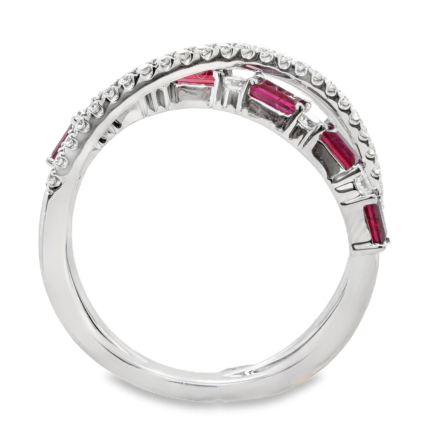 14K white gold and ruby fashion ring