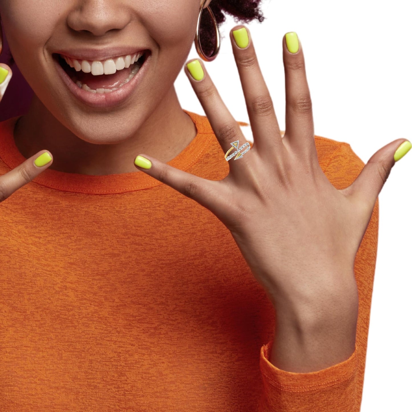 14K white and yellow gold fashion ring