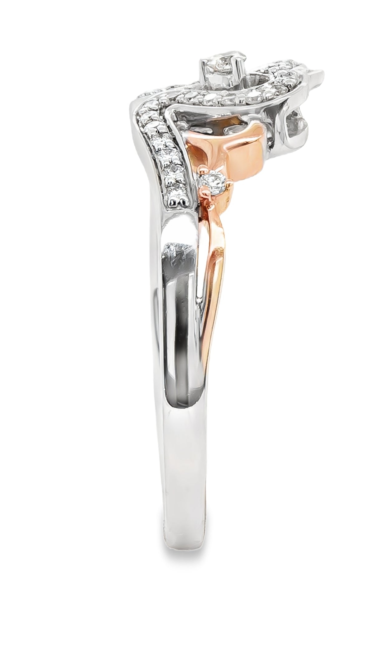 14K white and rose gold ring