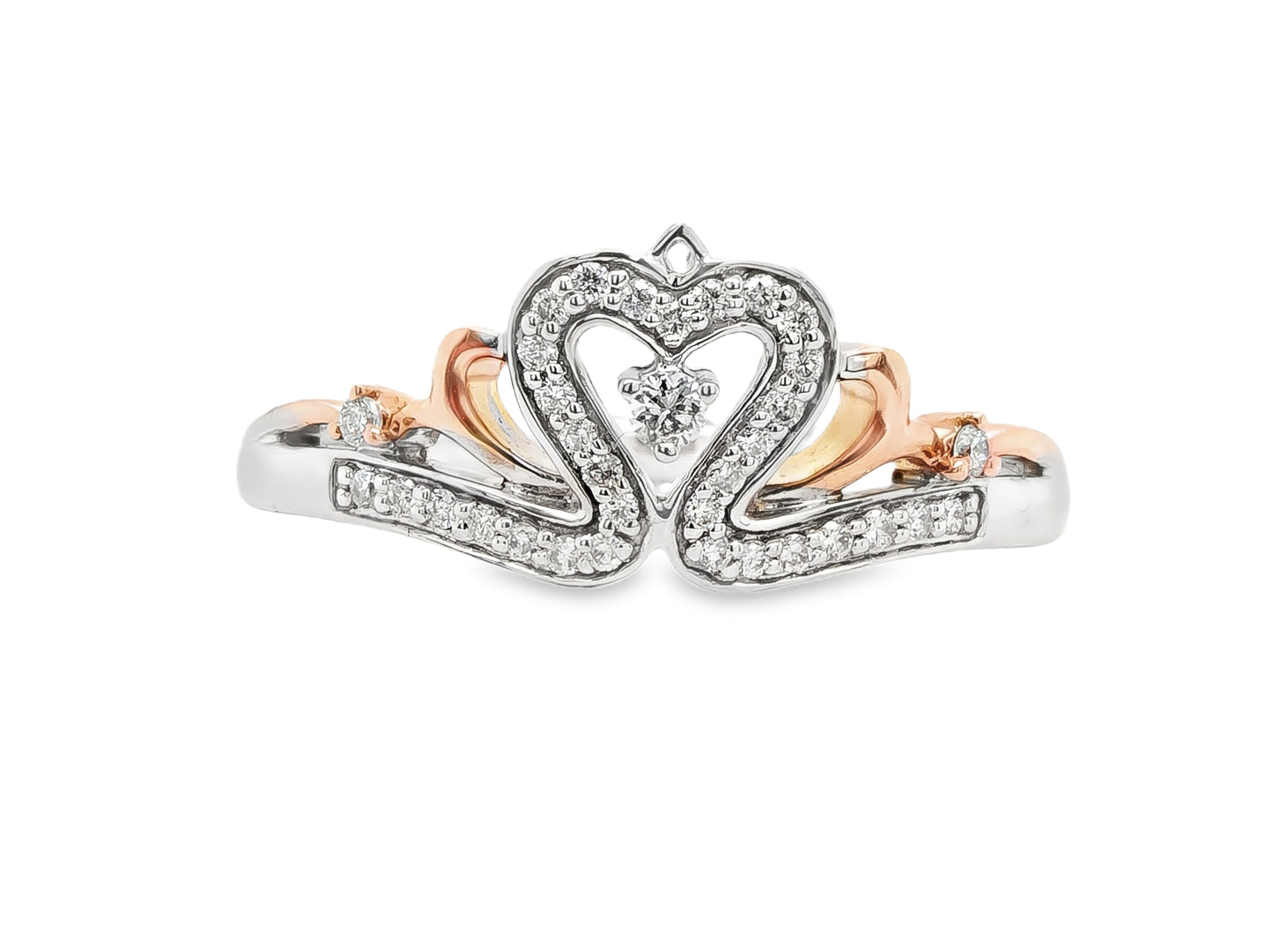 14K white and rose gold ring