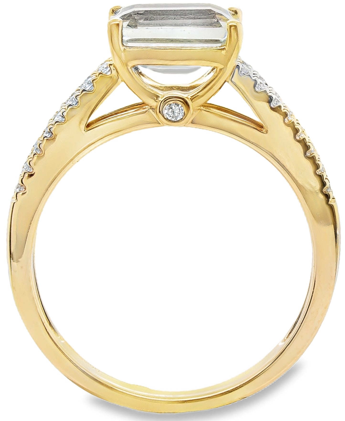 14K yellow gold and green amethyst ring