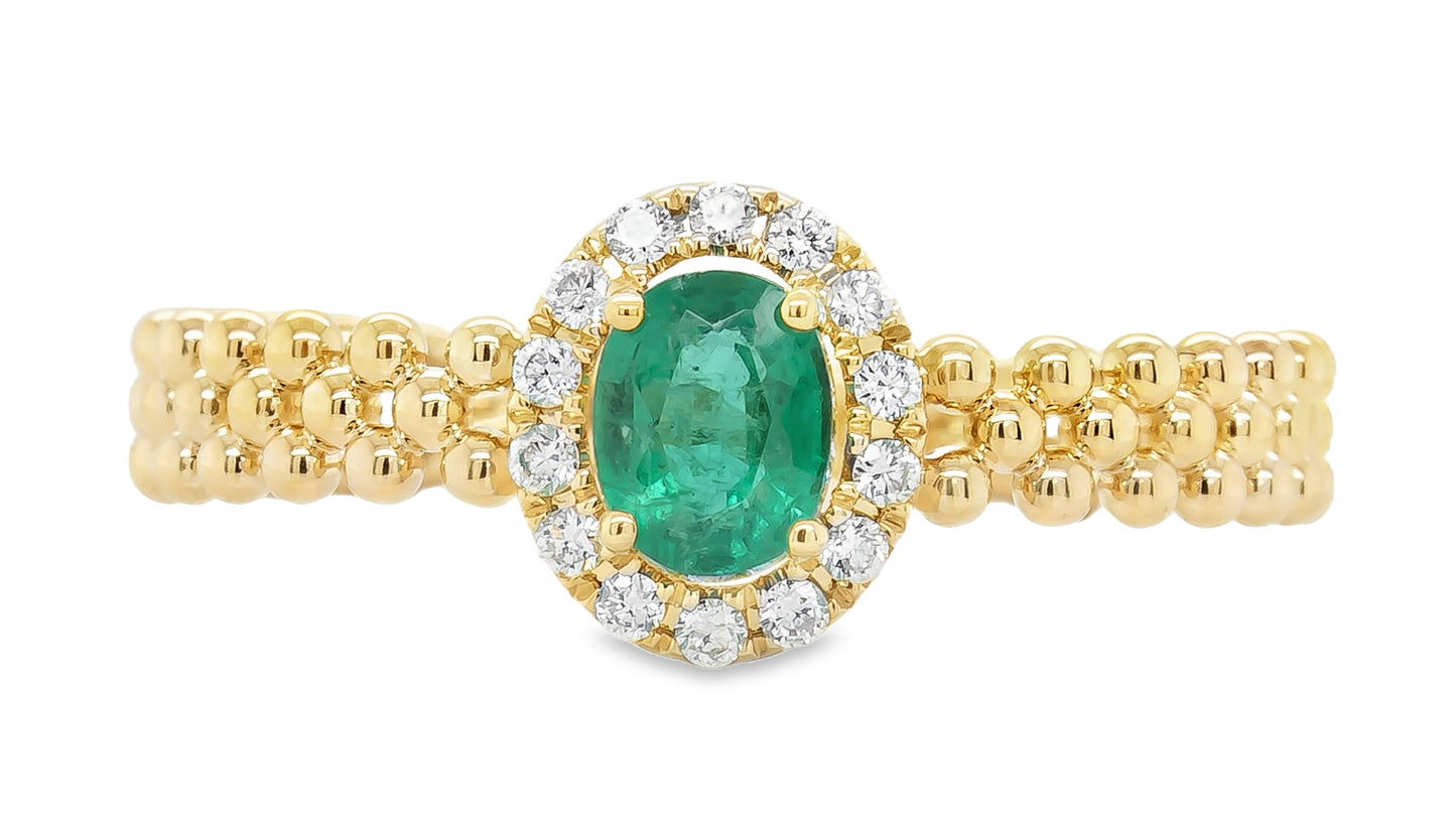 14K yellow gold emerald fashion ring