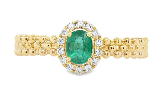 14K yellow gold emerald fashion ring