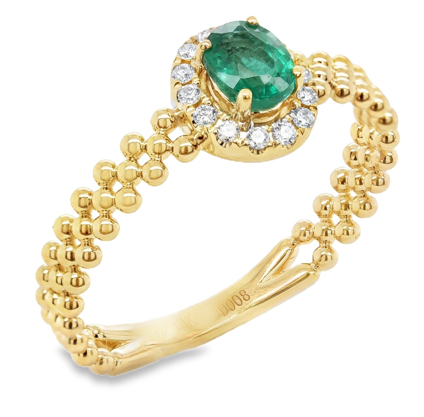 14K yellow gold emerald fashion ring